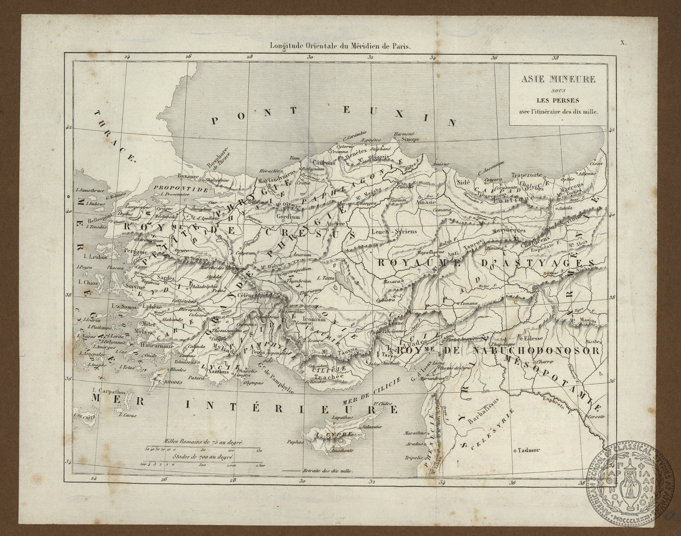 Asie Mineure sous les Perses avec l' itineraire des dix mille.